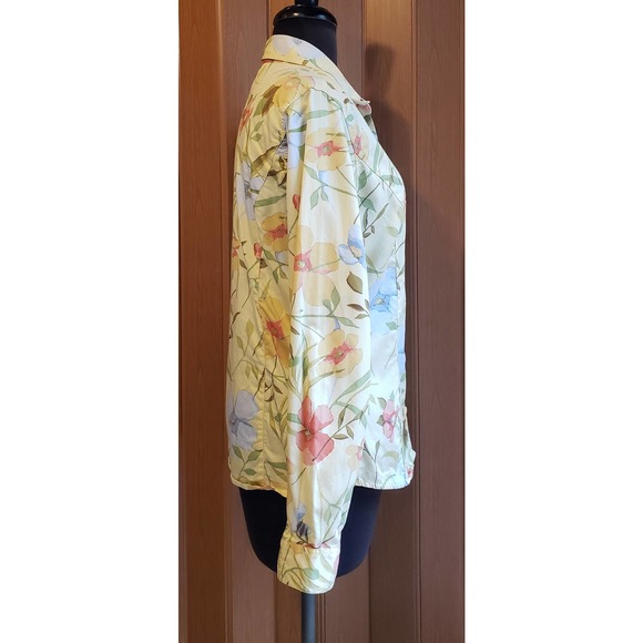 Liz Claiborne/ Liz wear cotton size 8 yellow long sleeve button up woven top - Picture 3 of 5